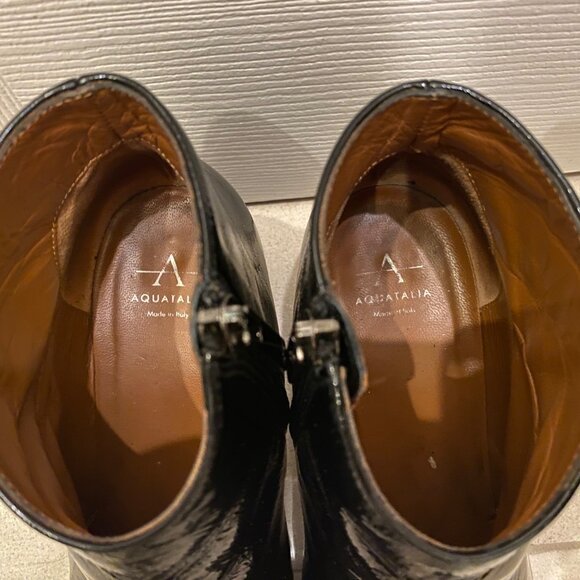 Aquatalia waterproof Patent leather  blk dress booties 6.5 - Picture 3 of 5